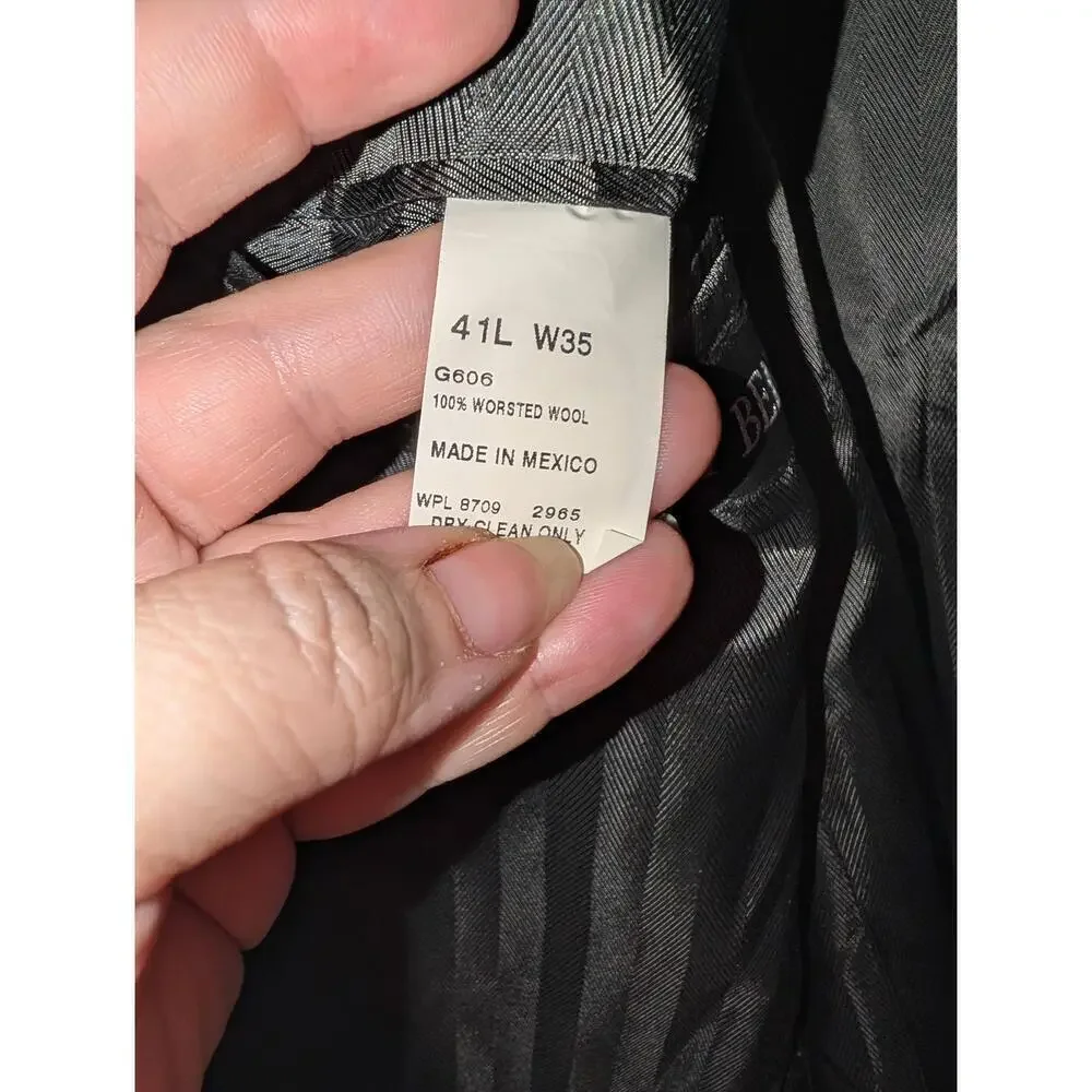 Geoffrey Beene Black Blazer Jacket Mens 41 Long 3 Button Notched Lapel